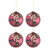Image de lot de 4 Boules de noël broderie fleur en sequins - Diamètre 12 cm
