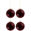 Image de Lot de 4 Boules de Noël "Fleurs Velours" 12cm Rouge