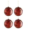 Image de Lot de 4 Boules de Noël "Fleurs Verre" 12cm Marron