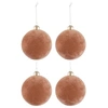 Image de Lot de 4 Boules de Noël Velours 10cm Vieux Rose