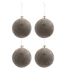 Image de Lot de 4 Boules de Noël "Velours" 10cm Gris