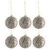 Image de lot de 6 Boules de noël velours gris et or en verre - Diamètre 8 cm