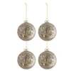 Image de Lot de 4 Boules de Noël Antique 10cm Gris & Or