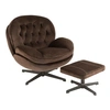 Image de Fauteuil avec repose-pieds métal et tissu marron Sia