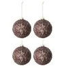 Image de Lot de 4 Boules de Noël "Givres" 10cm Marron