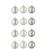 Image de Lot de 12 Boules de Noël "Mat Givré" 8cm Gris & Blanc