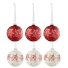 Image de Lot de 6 Boules de Noël "Flocons de Neige" 8cm Blanc & Rouge
