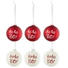 Image de Lot de 6 Boules de Noël "Ho Ho Ho" 8cm Rouge & Blanc