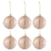 Image de Lot de 6 Boules de Noël "Givre Paillettes" 8cm Rose Clair