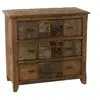 Image de Commode 3 Tiroirs en Bois "Vieilli" 100cm Marron