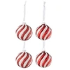 Image de Lot de 4 Boules de Noël "Lignes" 8cm Rouge & Blanc