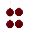 Image de Lot de 4 Boules de Noël Velours "Caro" 10cm Rouge