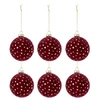 Image de Lot de 6 Boules de Noël Velours "Ely" 8cm Bordeaux