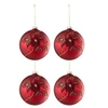 Image de Lot de 4 Boules de Noël Fleurs "Rosaline" 12cm Rouge