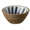 Image de Bol en manguier décoré marine et blanc 17 cm