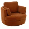 Image de Fauteuil pivotant rond 109x100x89 cm en tissu rouille