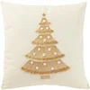 Image de Coussin Déco Sapin "Franges" 45x45cm Blanc