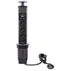 Image de Perel Bloc multiprise escamotable, 3 Prises avec Terre française (Type E), 2 Ports USB, diamètre 71 mm, Usage intérieur, Noir/Gris en occasion ou reconditionné