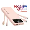 Image de Batterie Externe 20000mAh-4 Câbles Intégrés-6 Sorties et 3 Entrées-pour Affichage LED-Batterie Portable Mince Power Bank-Rose