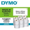 Image de LabelWriter Pack de 12 rouleaux de 220 étiquettes Expédition Badge 54mm x 101mm