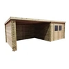 Image de Abri de jardin Rohan 19,82m² en bois traite autoclave 28mm avec terrasse couverte