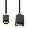 Image de - Adaptateur USB - USB type A (F) pour 24 pin USB-C (M) - USB 3.0 - 15 cm - rond - anthracite