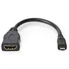 Image de - Câble HDMI avec Ethernet - 19 pin micro HDMI Type D mâle pour HDMI femelle - 20 cm - noir - rond