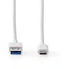 Image de - Câble USB - 24 pin USB-C (M) pour USB type A (M) - USB 3.1 Gen 2 - 20 V - 5 A - 1 m - rond, Alimentation USB (5A, 100 W) - blanc