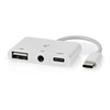 Image de Adaptateur Multi-Ports USB USB 2.0 USB-C Femelle USB-A Femelle / USB-C Femelle / 3.5 mm Femelle 480 Mbps Blanc