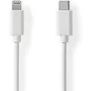 Image de Nedis Lightning Câble USB 2.0 Apple Lightning à 8 broches USB-C Mâle 480 Mbps Plaqué nickel 1.00 m Rond PVC Blanc Label