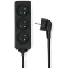 Image de Rallonge Multiprise 3 Voies 3680W 16A Contacts Latéraux 1.5m Type E France Noir