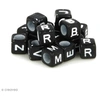 Image de 300 perles carrées Alphabet 6 mm - noir et blanc