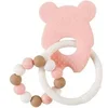 Image de Anneau de dentition Souris - 100% silicone - Rose, blanc et beige