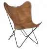 Image de Fauteuil Design en Cuir "Papillon" 73cm Marron