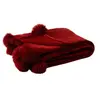 Image de Plaid à Pompons Blanket 130x170cm Rouge