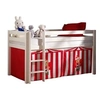 Image de Vipack PINO Lit sureleve en pin massif avec sommier Blanc + Rideau de lit Chucky