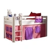 Image de Vipack PINO Lit sureleve en pin massif avec sommier Blanc + Rideau de lit Bella