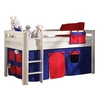 Image de Vipack PINO Lit sureleve en pin massif avec sommier Blanc + Rideau de lit Domino