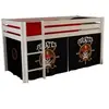 Image de Vipack PINO Lit sureleve en pin massif avec sommier Blanc + Rideau de lit Pirate