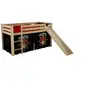 Image de PINO Lit Compact avec Toboggan Pin Massif Nature + Rideau de lit Pirate