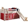 Image de Vipack PINO Lit mezzanine avec toboggan pin massif Blanc + Rideau de lit Chucky