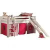 Image de Vipack PINO Lit mezzanine avec toboggan pin massif Blanc + rideau de lit Pink Flower