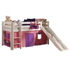 Image de Vipack PINO Lit mezzanine avec toboggan pin massif Blanc + Rideau de lit Bella