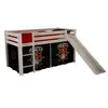 Image de PINO Lit mezzanine avec toboggan pin massif Blanc + Rideau de lit Pirate