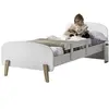 Image de KIDDY Lit simple en bois laqué et brut et sommier Blanc + Barrière de sécurité blanc