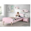 Image de KIDDY Lit simple en bois laqué et brut et sommier rose + Barrière de sécurité rose