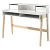 Image de Bureau enfant 2 niches 2 tiroirs bois laqué blanc et pieds pin clair Kiddy