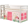 Image de PINO Lit sureleve en pin massif avec sommier Blanc + Rideau de lit Spring