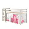 Image de PINO Lit sureleve en pin massif avec sommier Blanc + Rideau de lit Princess