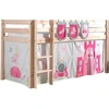 Image de PINO Lit Compact Pin Massif Naturel + Rideau de lit Princess + 3 Pochettes Princesse
